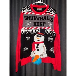 Ugly Christmas Sweater Xmas Size Large Spencer’s Snowballs’s Deep